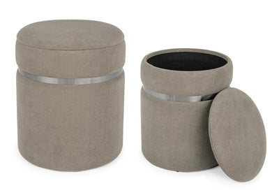 pouf contenitore tondo in velluto a costine colore grigio