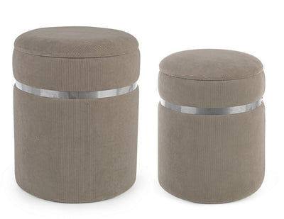 pouf contenitore tondo in velluto a costine colore grigio
