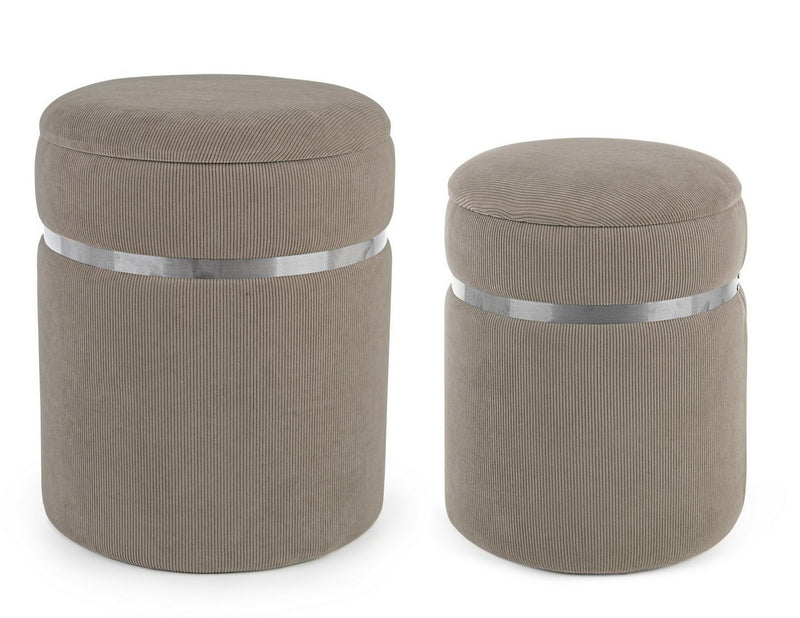 pouf contenitore tondo in velluto a costine colore grigio