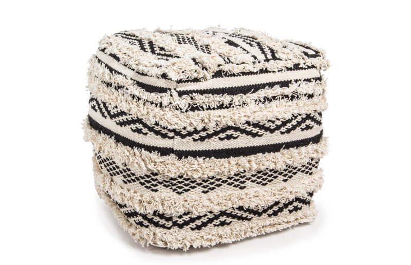 Pouf imbottito morbido stile etnico rivestimento in cotone fantasia cm 45x45x45h
