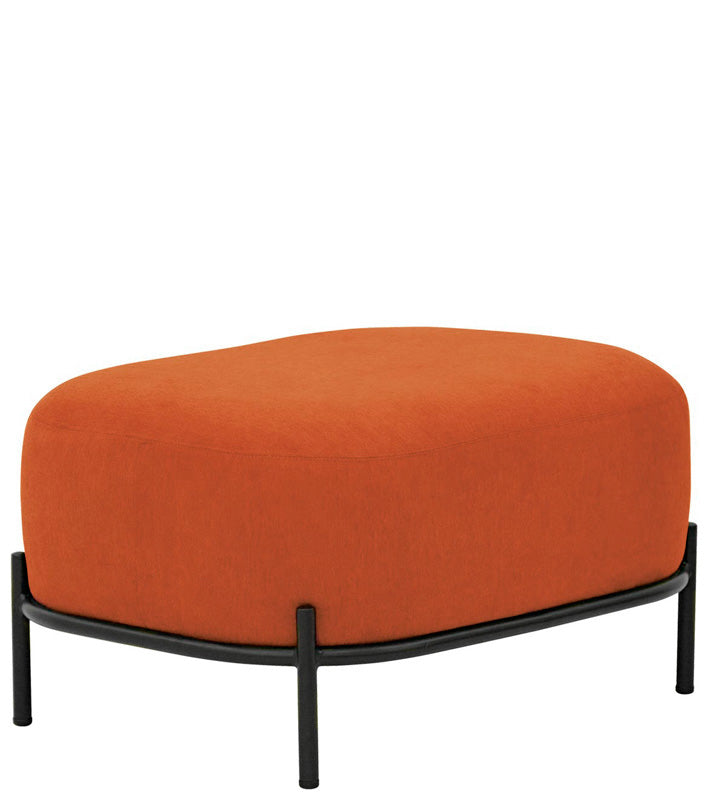 Pouf panchetta moderna base in metallo rivestimento in tessuto cm 63x47x37h - vari colori