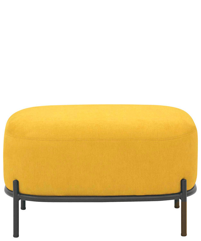 Pouf panchetta moderna base in metallo rivestimento in tessuto cm 63x47x37h - vari colori