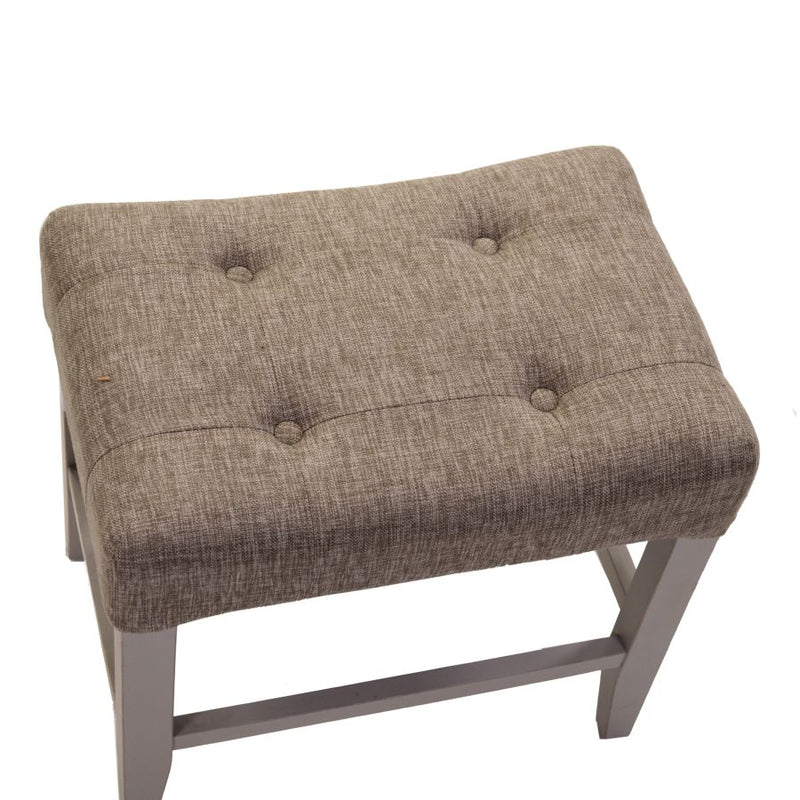 Pouf panchetta classica in legno con seduta in tessuto cm 49x35x45h