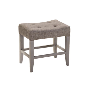 Pouf panchetta classica in legno con seduta in tessuto cm 49x35x45h