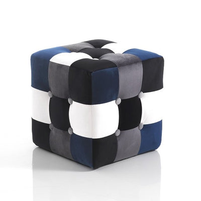 Pouf poggia piedi moderno morbido in tessuto patchwork cm 35x35x35h