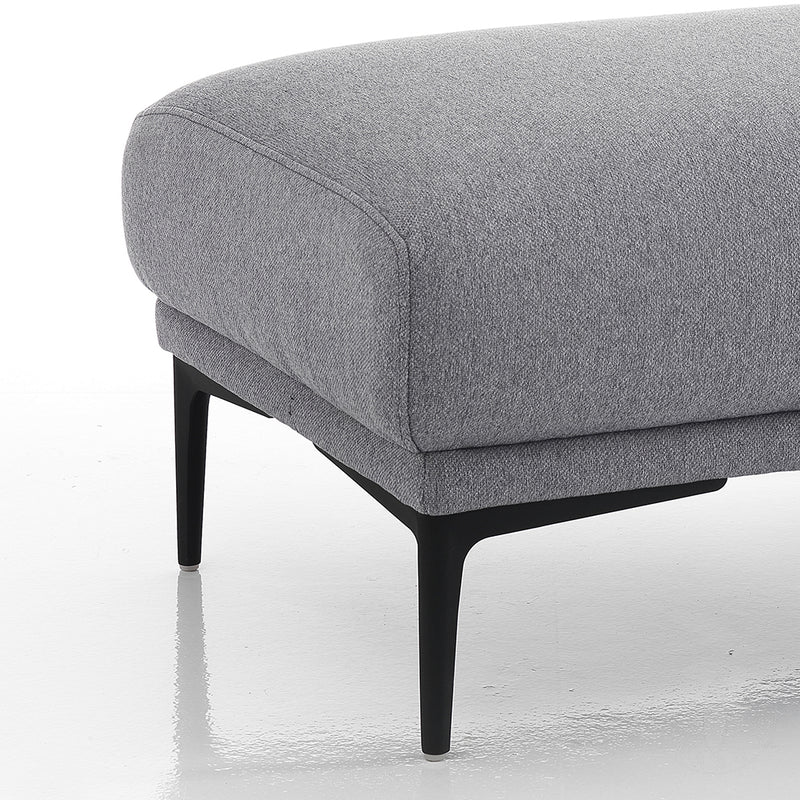 Pouf poggiapiedi moderno imbottito rivestito in tessuto grigio cm 80x60x45h