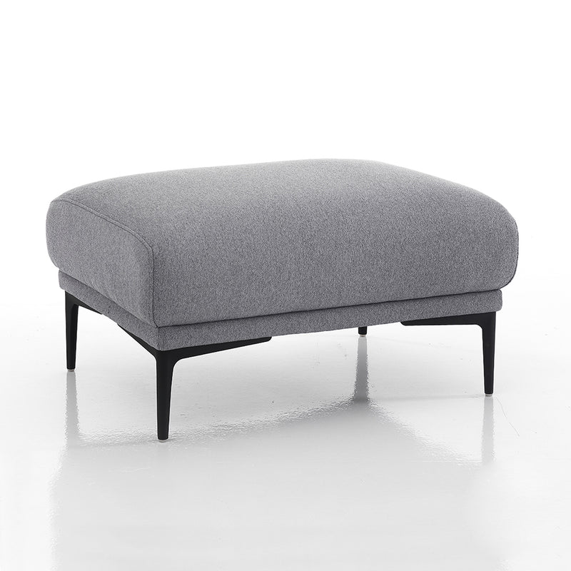 Pouf poggiapiedi moderno imbottito rivestito in tessuto grigio cm 80x60x45h