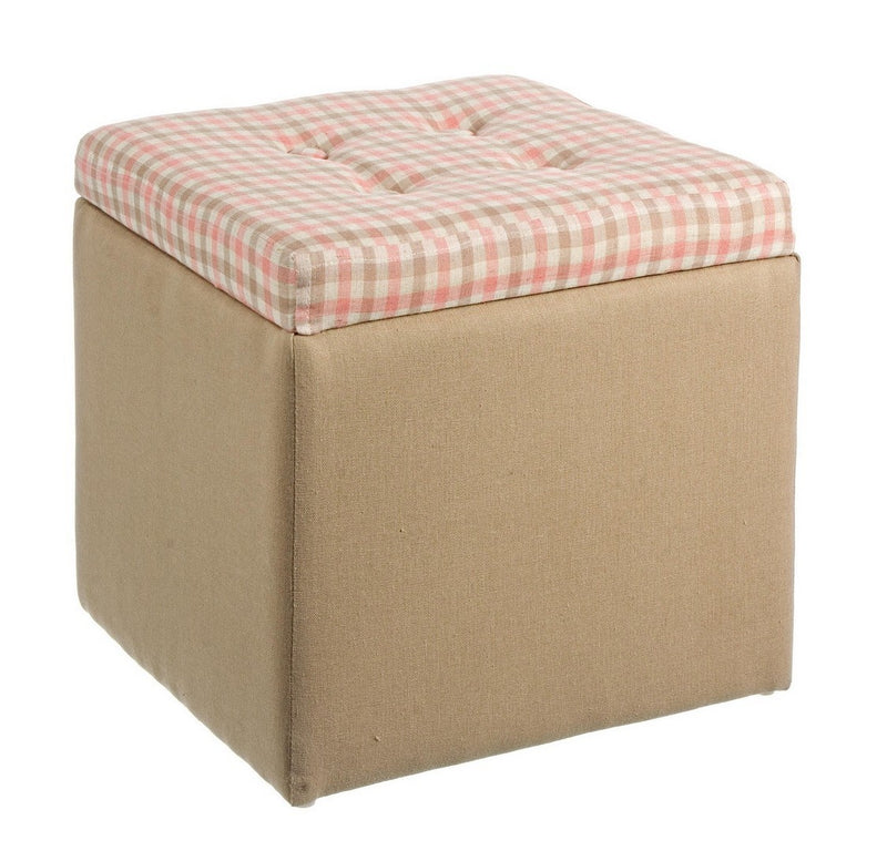 Pouf contenitore cubo in tessuto seduta fantasia scozzese cm 32x32x30h - vari colori