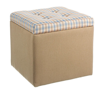 Pouf contenitore cubo in tessuto seduta fantasia scozzese cm 32x32x30h - vari colori