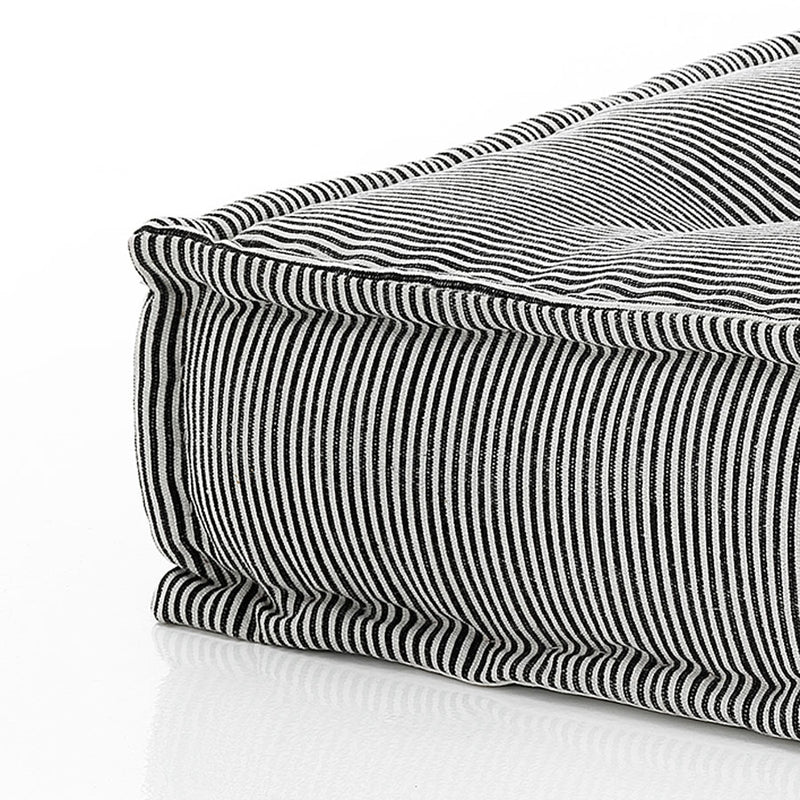 Pouf quadrato in cotone colore grigio trama rigata cm 80x80x20h