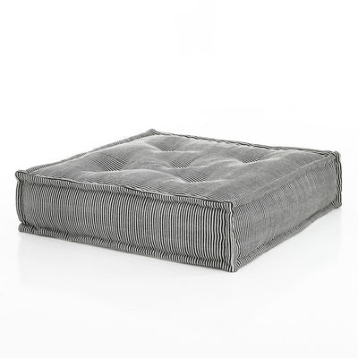 Pouf quadrato in cotone colore grigio trama rigata cm 80x80x20h