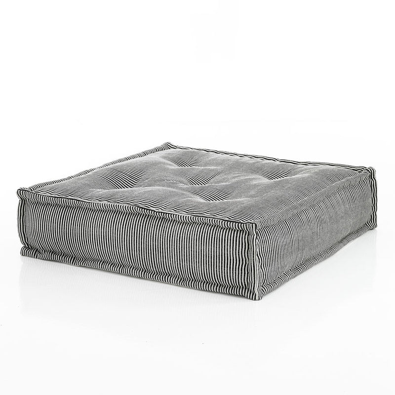 Pouf quadrato in cotone colore grigio trama rigata cm 80x80x20h