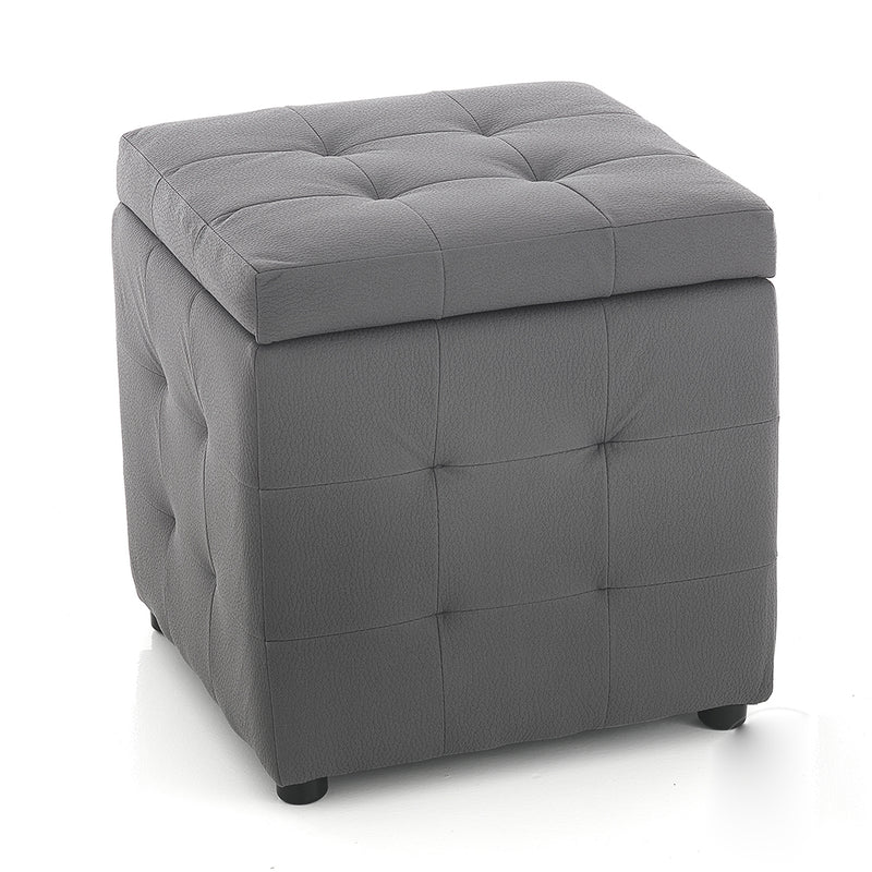 Pouf cubo contenitore imbottito in similpelle cm 45x45x47h - vari colori