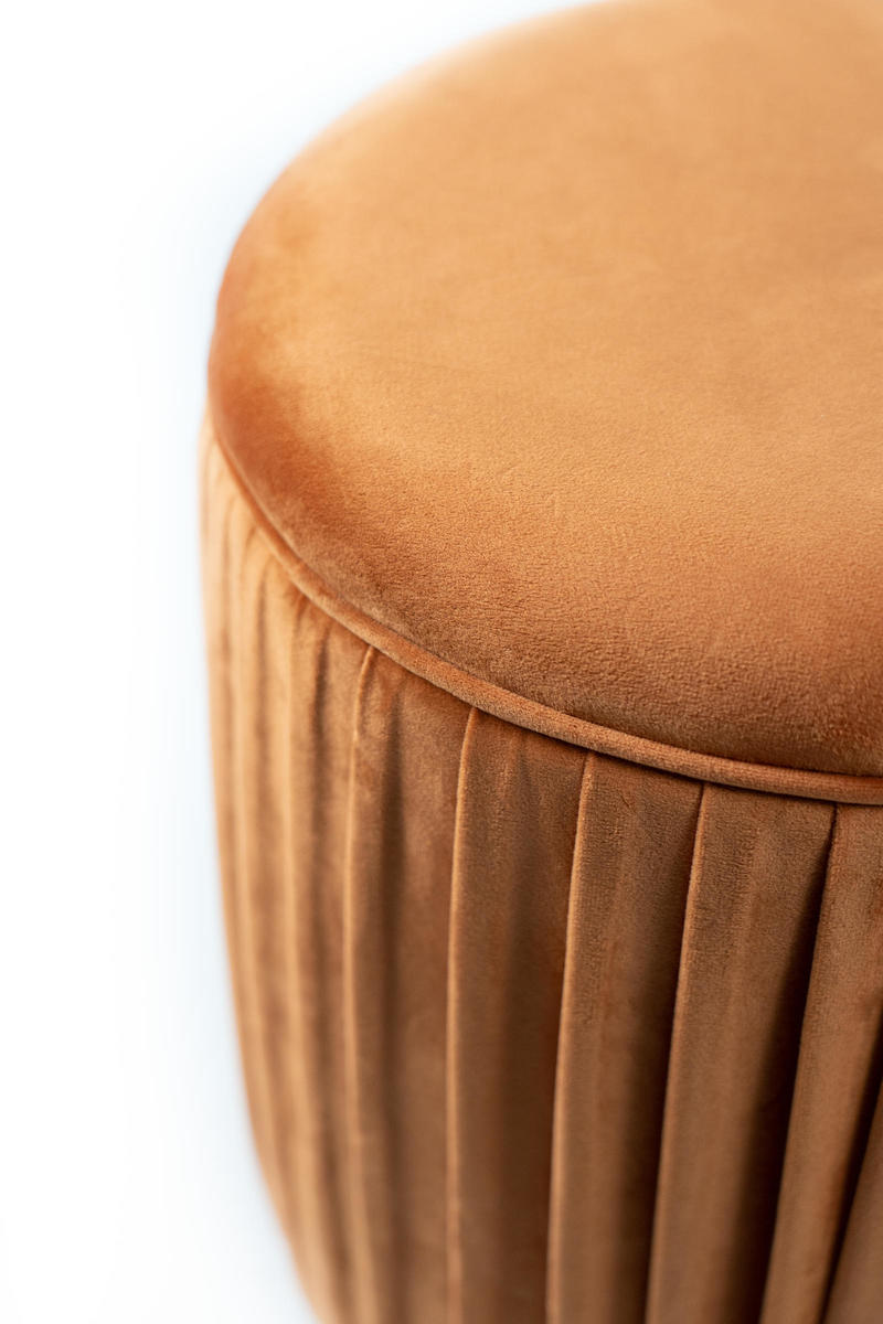 pouf moderno tondo in velluto colore arancio