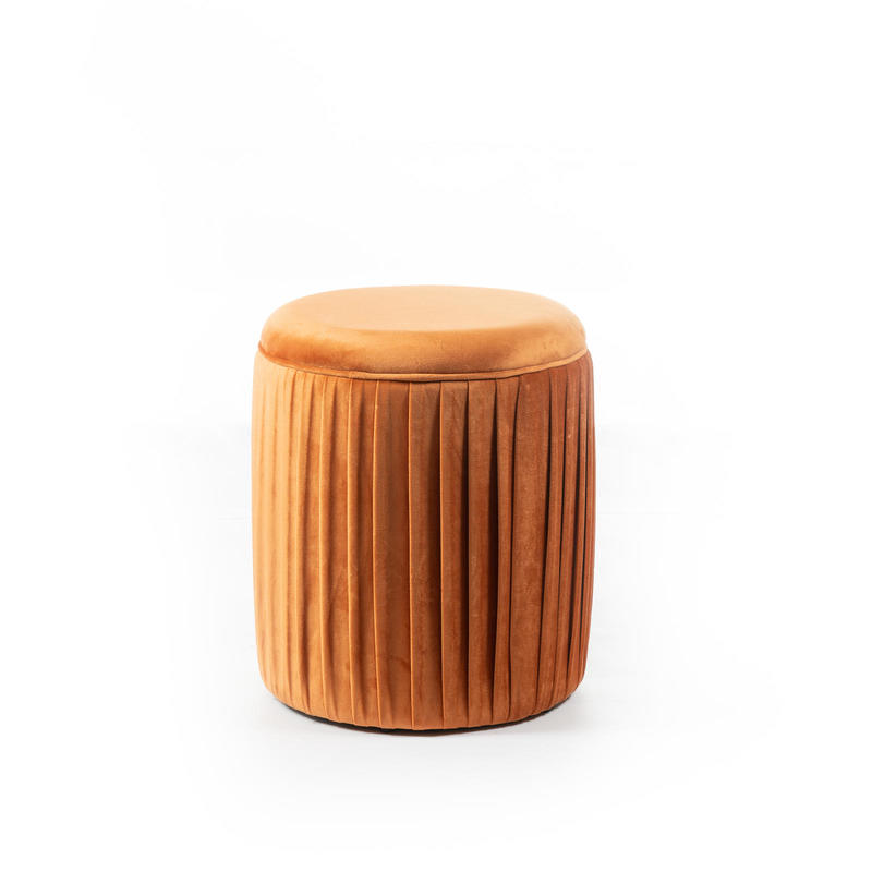 pouf moderno tondo in velluto colore arancio