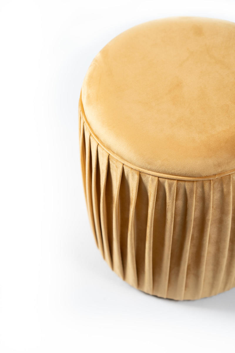 pouf moderno tondo in velluto colore pesca