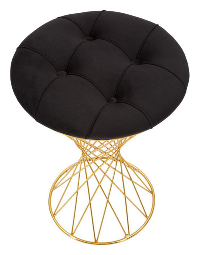 pouf moderno in metallo dorato seduta in tessuto colore nero