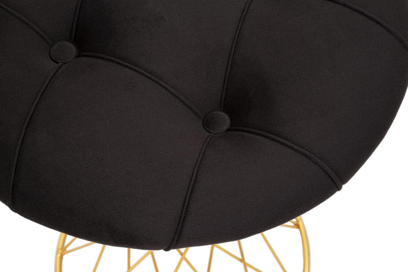 pouf moderno in metallo dorato seduta in tessuto colore nero