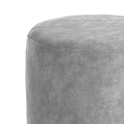 Pouf rotondo moderno rivestito in tessuto base in metallo colore argento cm Ø 36x43h - vari colori