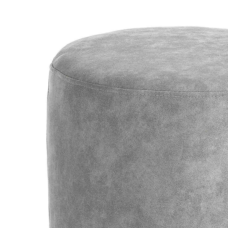Pouf rotondo moderno rivestito in tessuto base in metallo colore argento cm Ø 36x43h - vari colori