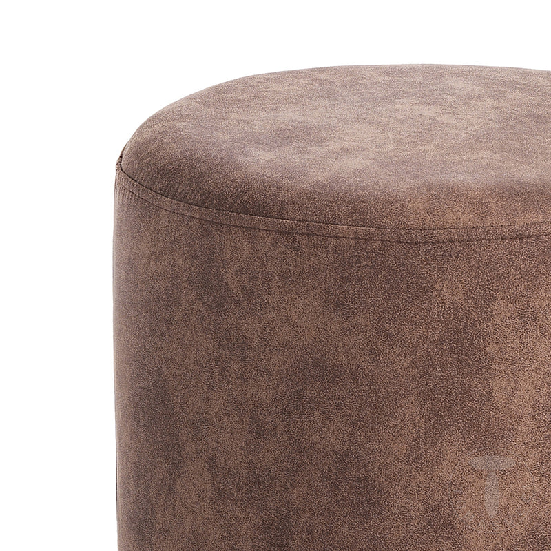 Pouf rotondo moderno rivestito in tessuto base in metallo colore argento cm Ø 36x43h - vari colori