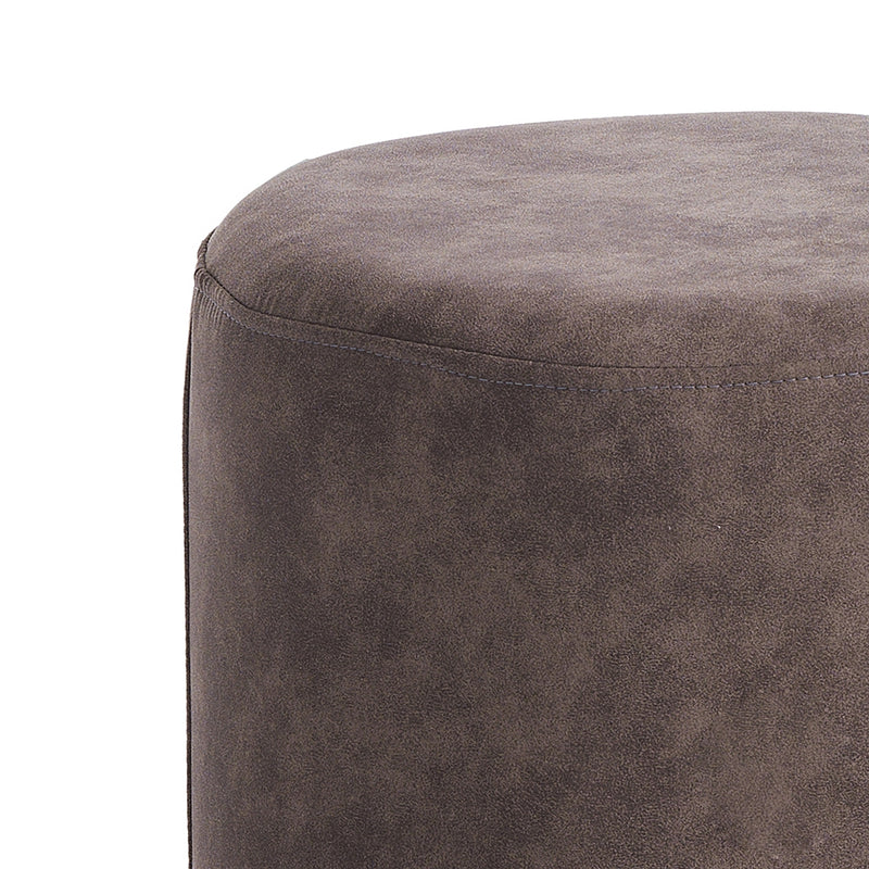 Pouf rotondo moderno rivestito in tessuto base in metallo colore argento cm Ø 36x43h - vari colori