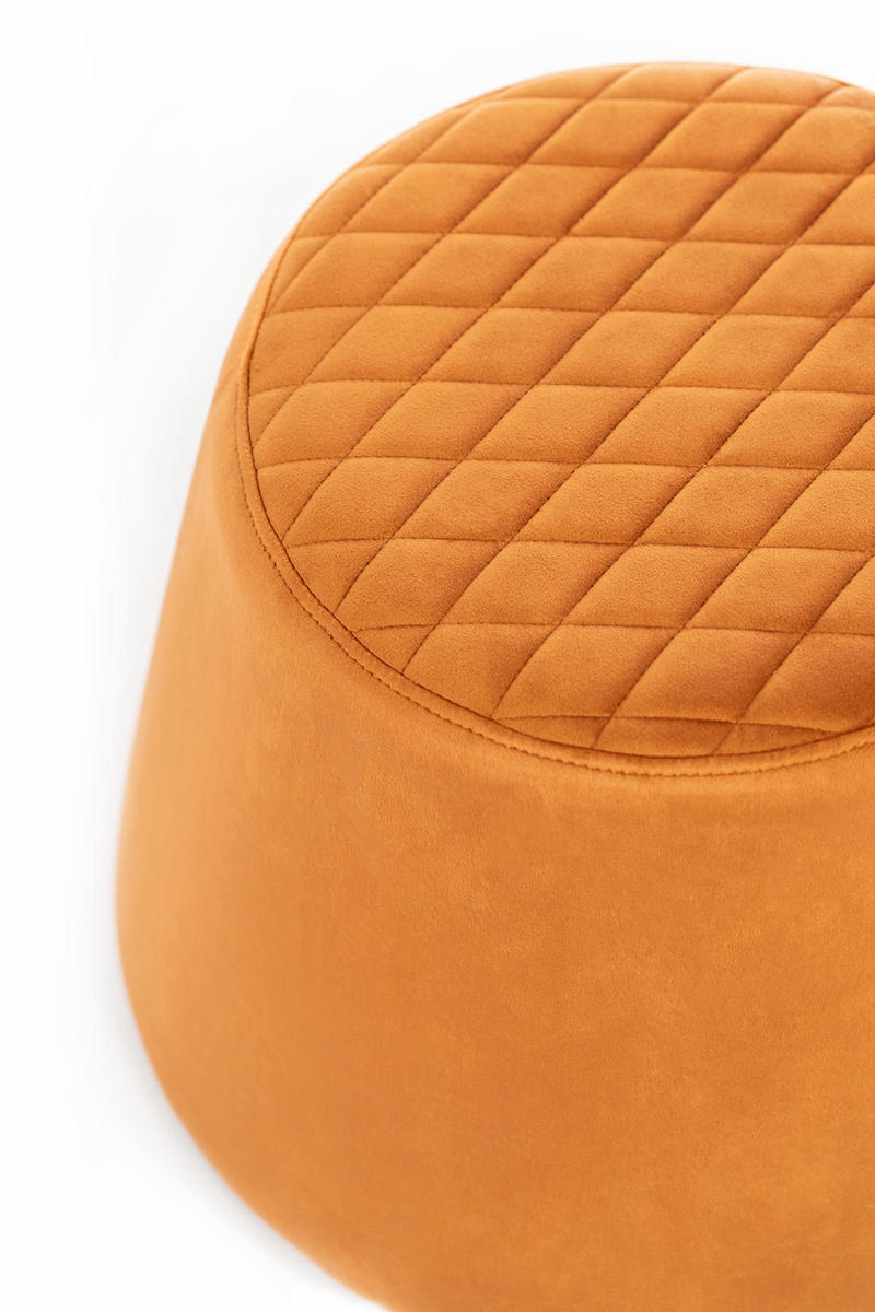 pouf moderno rivestito in velluto colore arancio