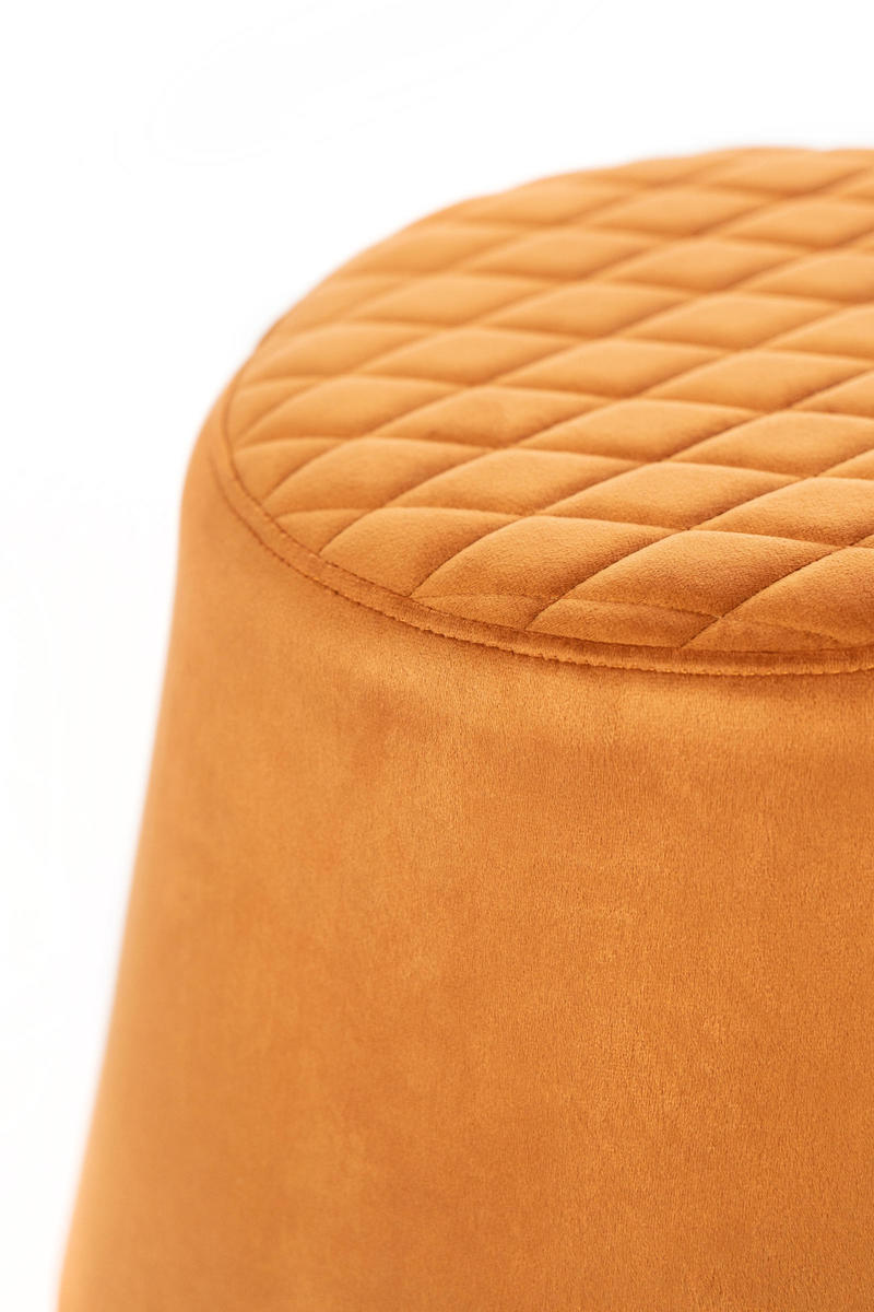 pouf moderno rivestito in velluto colore arancio