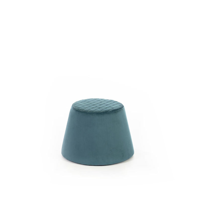 pouf moderno rivestito in velluto colore blu