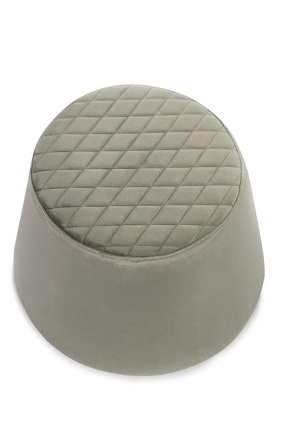 pouf moderno rivestito in velluto colore grigio