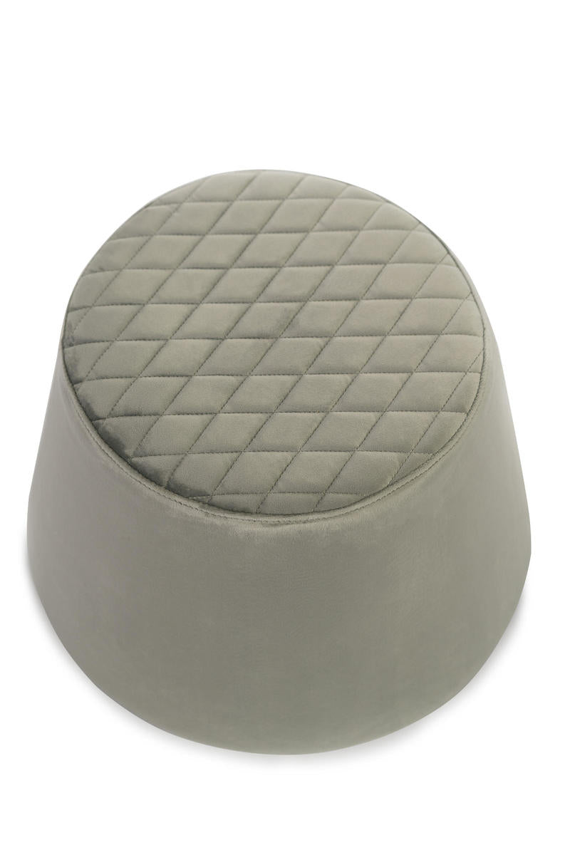 pouf moderno rivestito in velluto colore grigio
