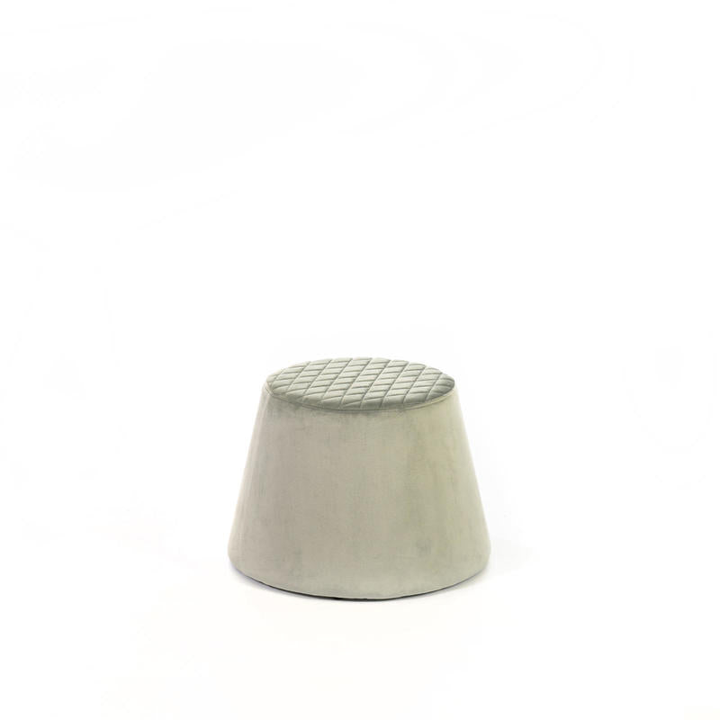 pouf moderno rivestito in velluto colore grigio