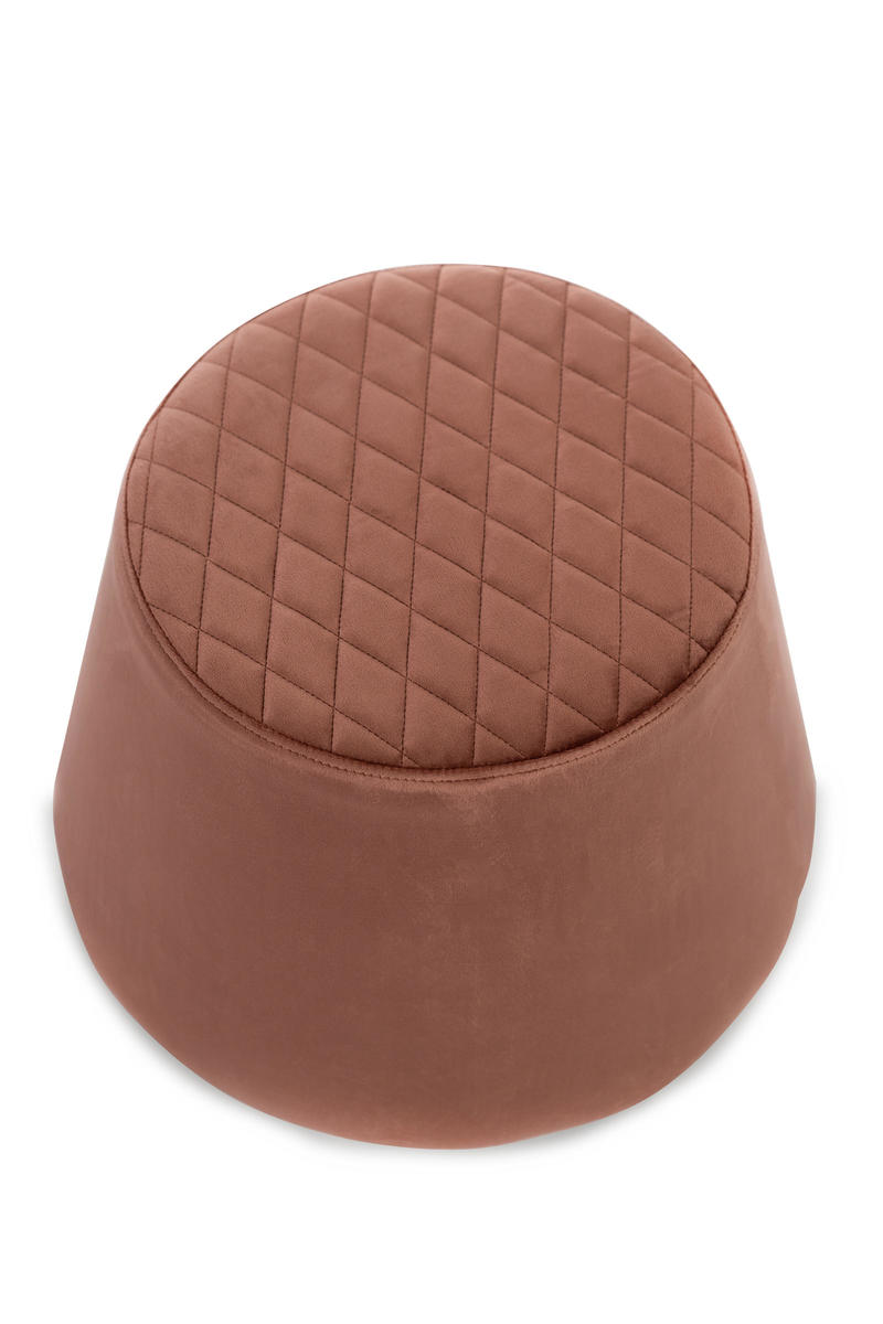 pouf moderno rivestito in velluto colore rosa