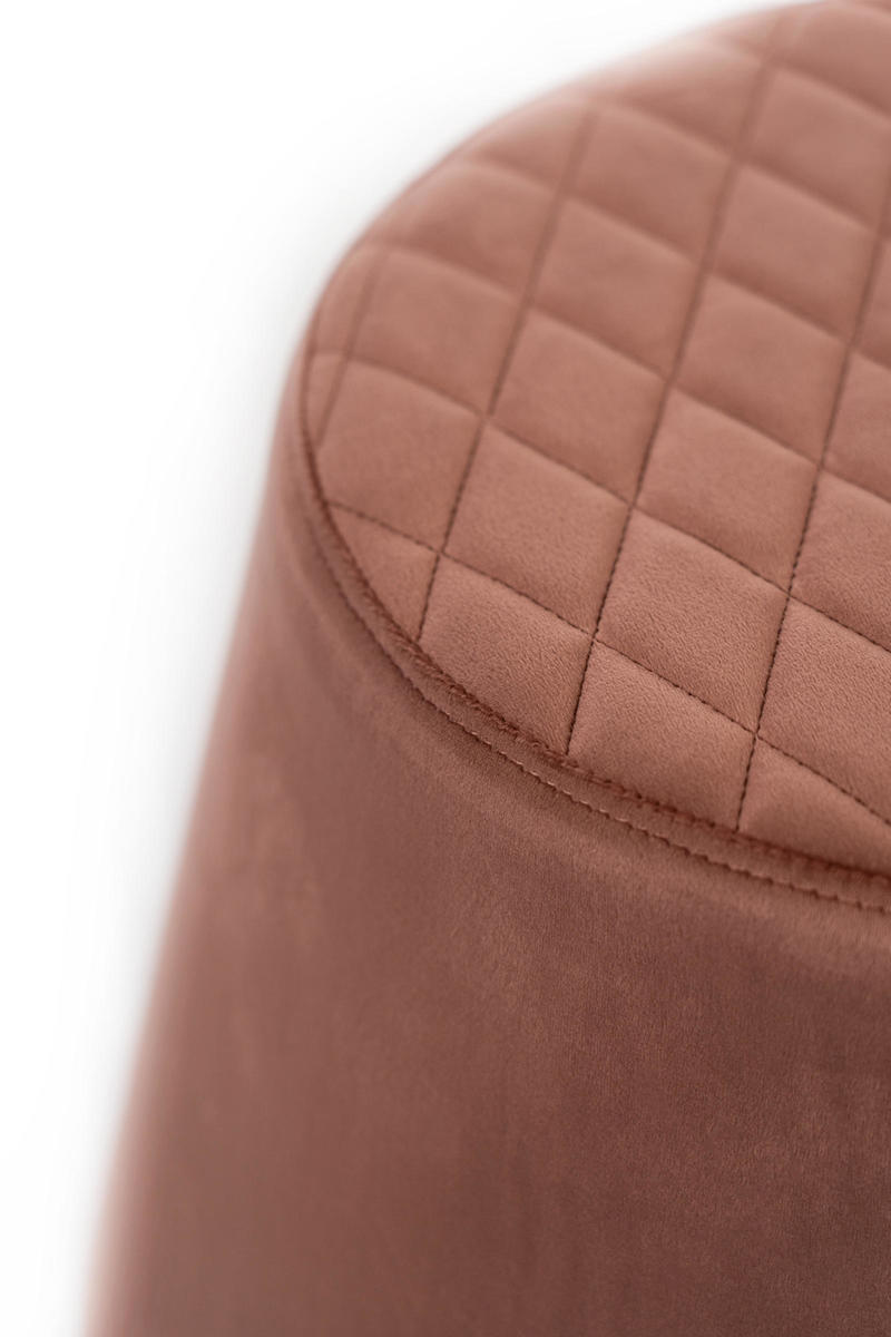 pouf moderno rivestito in velluto colore rosa