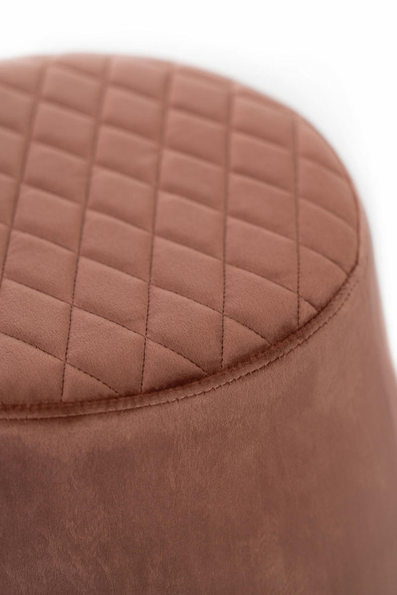 pouf moderno rivestito in velluto colore rosa