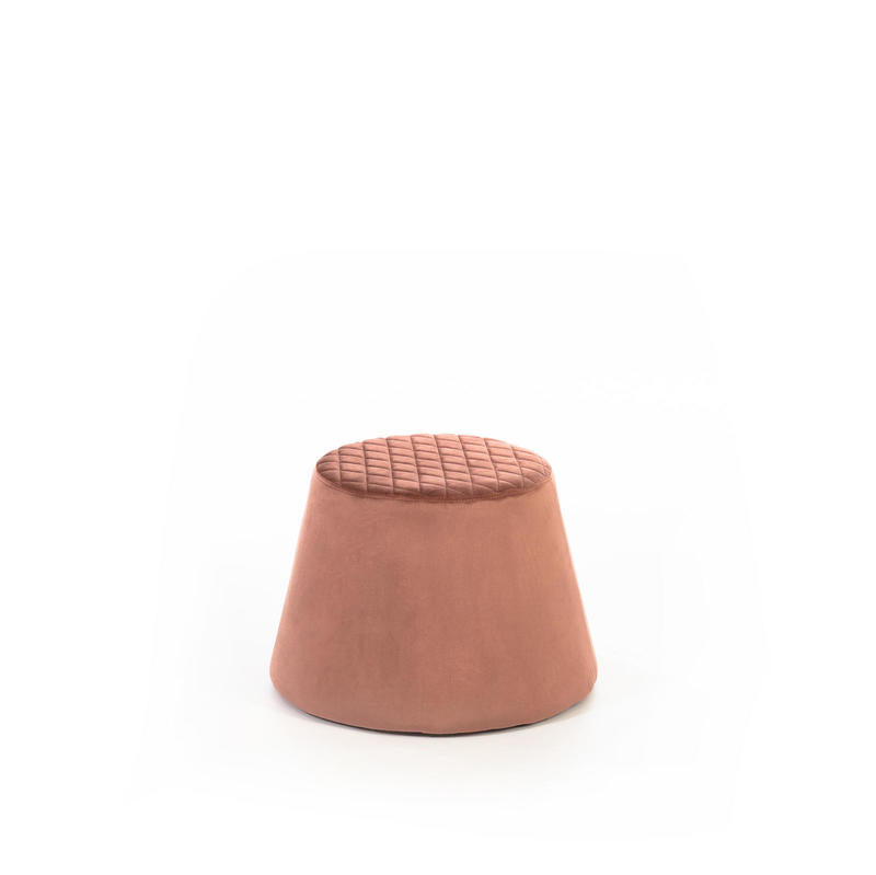 pouf moderno rivestito in velluto colore rosa
