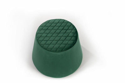 pouf moderno rivestito in velluto colore verde