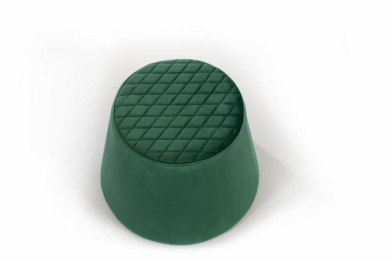 pouf moderno rivestito in velluto colore verde