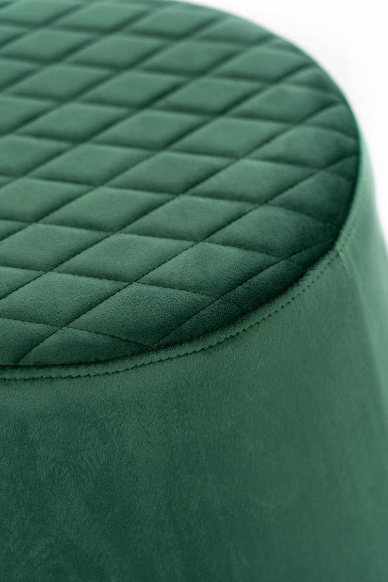 pouf moderno rivestito in velluto colore verde