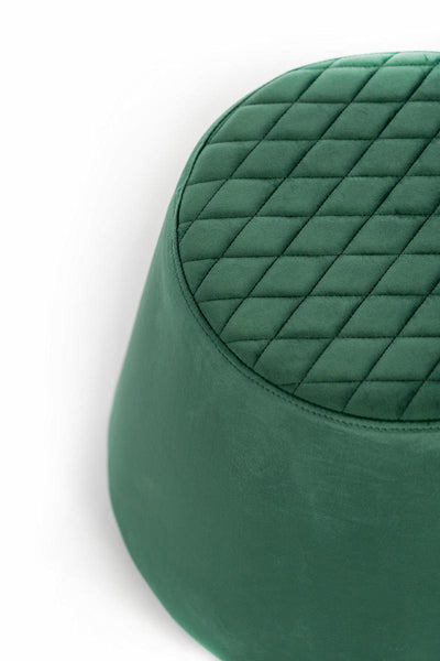 pouf moderno rivestito in velluto colore verde