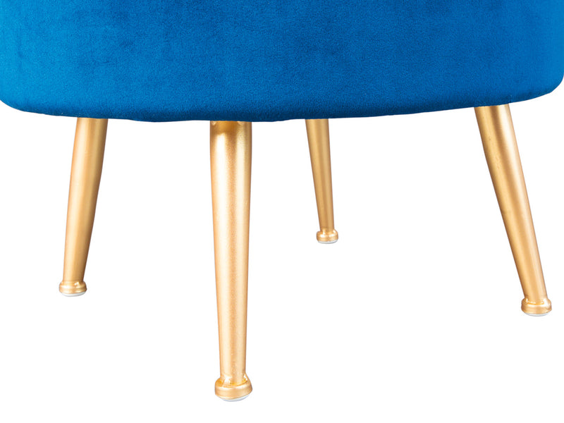 pouf tondo contenitore in velluto colore blu