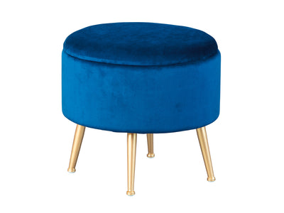 pouf tondo contenitore in velluto colore blu