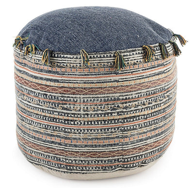 Pouf  morbido stile etnico in cotone lavorato a mano cm Ø 50x35h