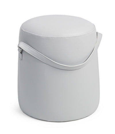 Pouf rotondo imbottito rivestito in similpelle con maniglia cm Ø 36x43h - vari colori