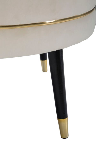 pouf tondo rivestito in tessuto crema