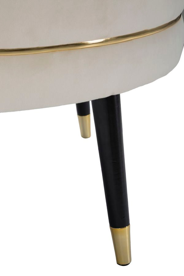 pouf tondo rivestito in tessuto crema