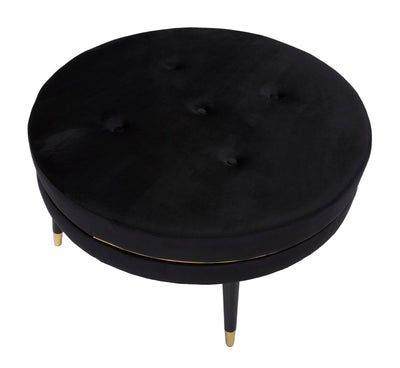pouf tondo rivestito in tessuto nero