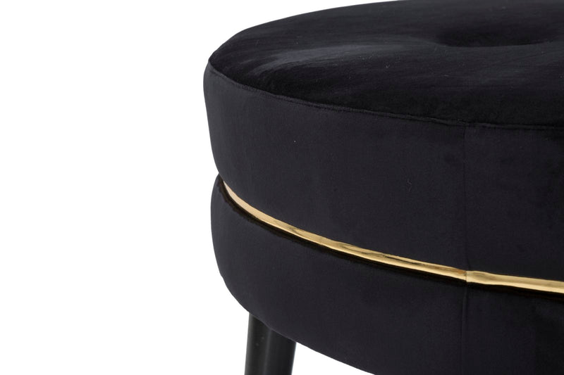 pouf tondo rivestito in tessuto nero