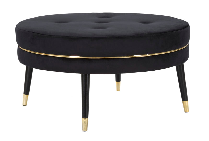 pouf tondo rivestito in tessuto nero