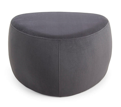 pouf triangolo imbottito rivestito in velluto grigio scuro